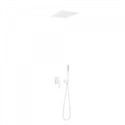 Kit de douche encastré  avec fermeture et réglage du débit – TRES 20298001BM Blanc Mat