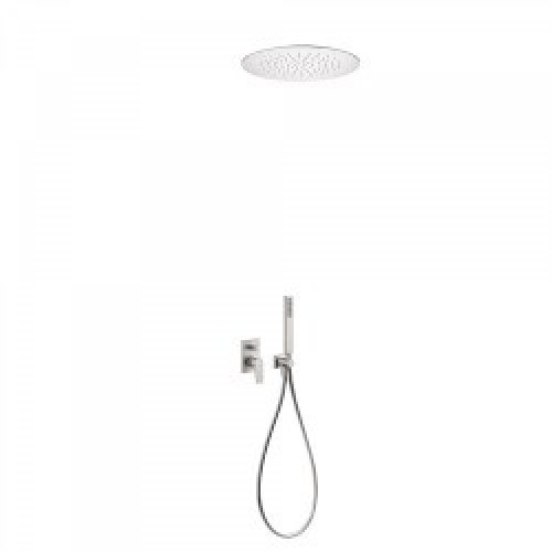 Kit de douche encastré  avec fermeture et réglage du débit – TRES 21198099AC Acier