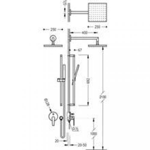 Kit de douche encastré CLASS Tres barre…