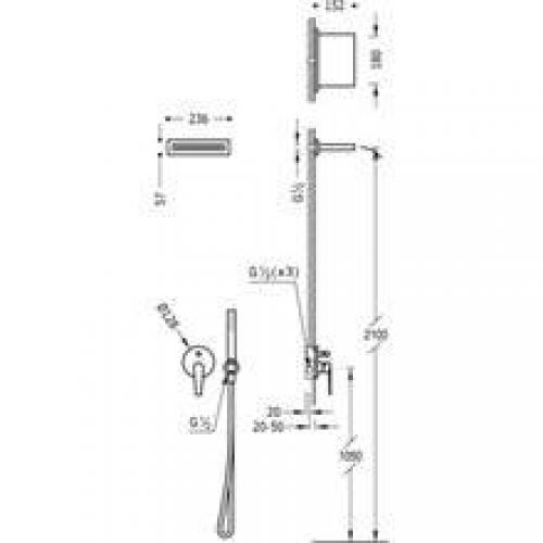 Kit de douche encastré CLASS Tres INOX cascade