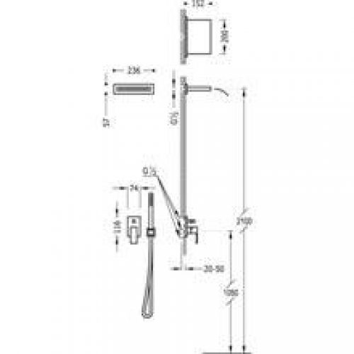 Kit de douche encastré CUADRO Tres INOX cascade