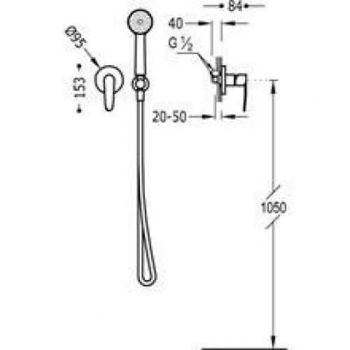 Kit de douche encastré FLAT Tres pommeau