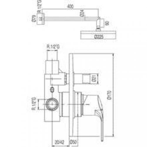 Kit de douche encastré K-Tres barre coulissante