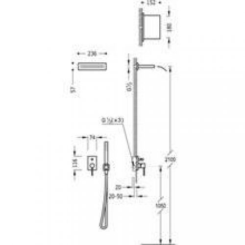 Kit de douche encastré MAX Tres INOX cascade