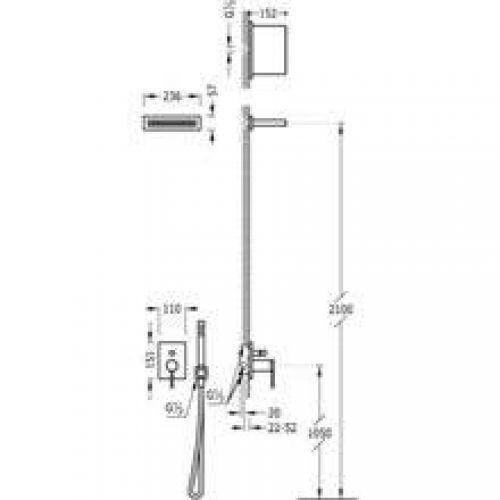 Kit de douche encastré MONO-TERM Tres INOX avec…