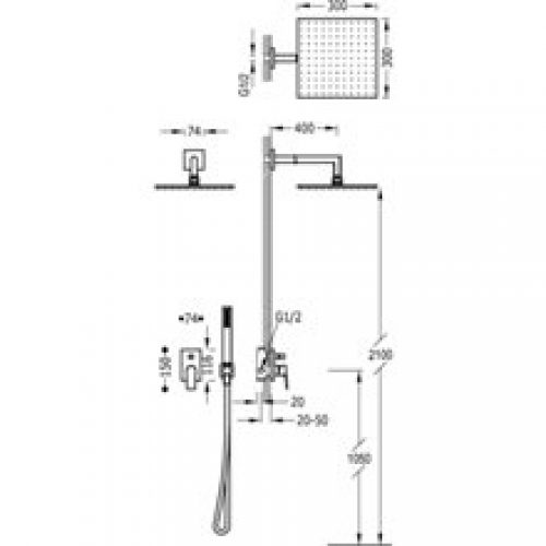 Kit de douche mitigeur acier PROJECT TRES