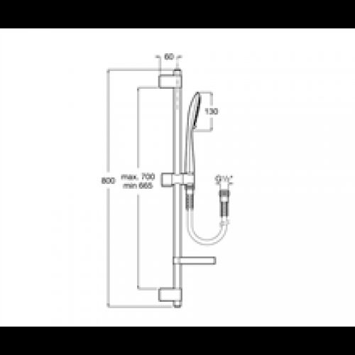 Kit de douche Round barre 80cm 4 fonctions…