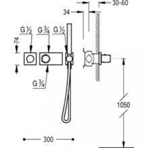 Kit de douche thermostatique 1 voie TRES R