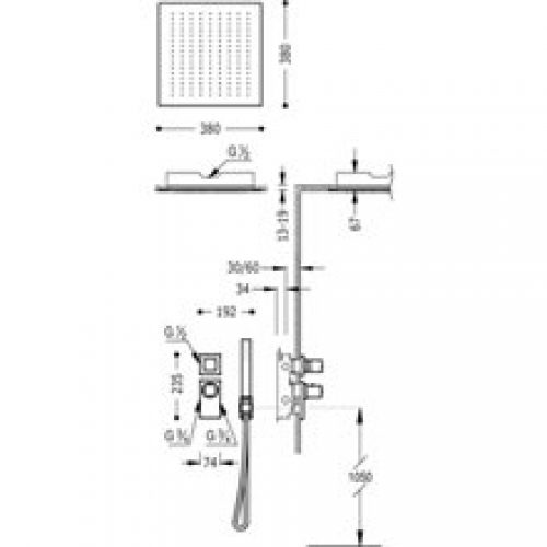 Kit de douche thermostatique 2 voies plafond…