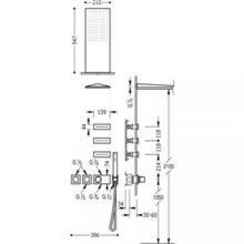 Kit de douche thermostatique 3 voies TRES R Jets