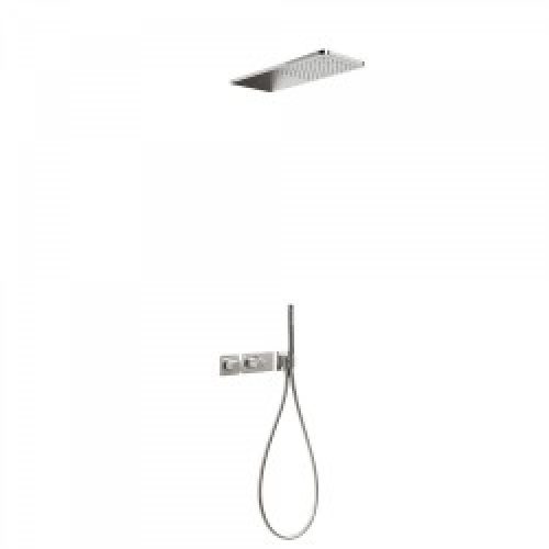 Kit de douche thermostatique BLOCK SYSTEM avec fermeture et réglage du débit – TRES 20735202AC Acier