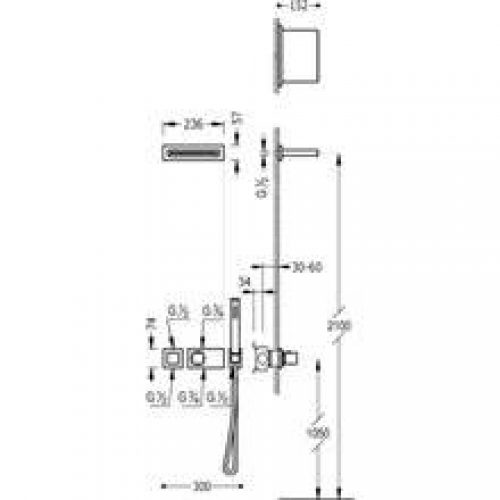 Kit de douche thermostatique Cascade TRES