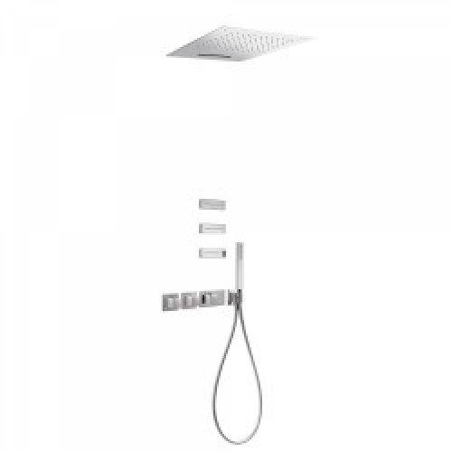 Kit de douche thermostatique et encastré BLOCK SYSTEM avec fermeture et réglage du débit (4 voies) -…