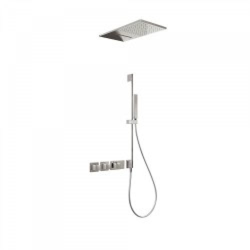 Kit de douche thermostatique et encastré BLOCK SYSTEM avec fermeture et réglage du débit (3 voies)  -…