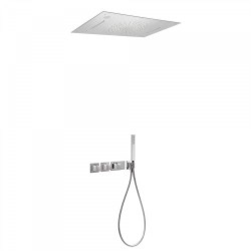 Kit de douche thermostatique et encastré BLOCK SYSTEM CHROMOTHERAPY avec fermeture et réglage du débit…