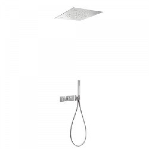 Kit de douche thermostatique et encastré BLOCK SYSTEM CHROMOTHERAPY avec fermeture et réglage du débit…