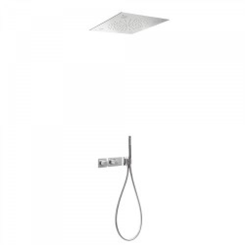 Kit de douche thermostatique et encastré BLOCK SYSTEM CHROMOTHERAPY avec fermeture et réglage du débit…