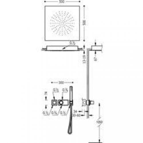Kit de douche thermostatique TRES RTC 50×50