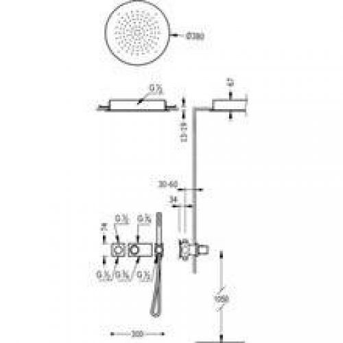Kit de douche thermostatique TRES RTR Ø38