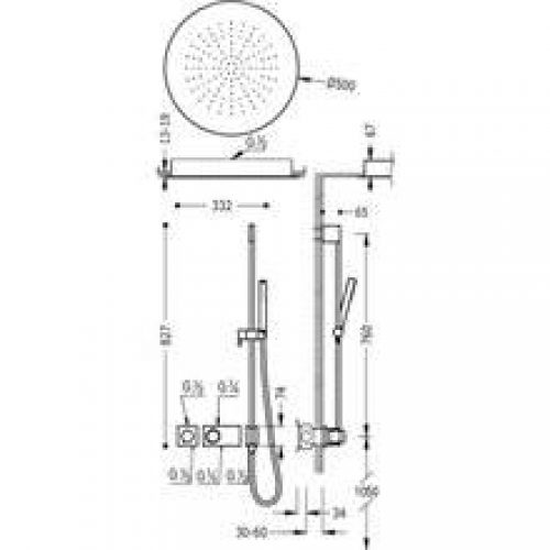 Kit de douche thermostatique TRES RTR + Ø50cm