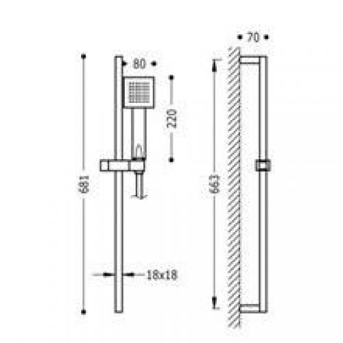 Kit douche barre coulissante CUADRO-MINI TRES