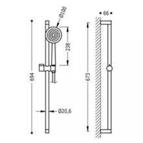 Kit douche barre coulissante FASHION TRES