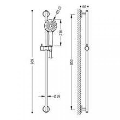Kit douche barre coulissante style classique TRES