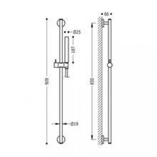 Kit douche barre coulissante style moderne TRES