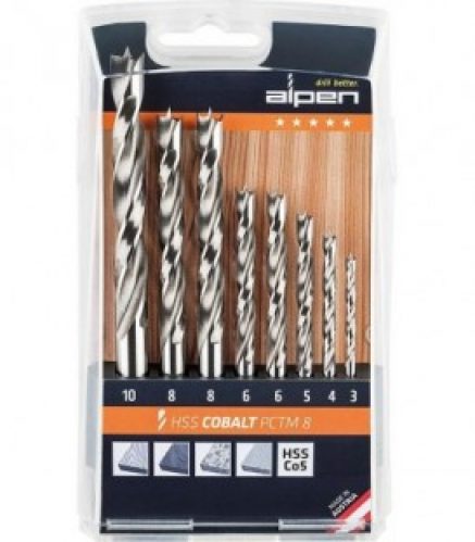 Kit foret bois ALPEN HSS Cobalt, 5 pcs dans boite en plastique