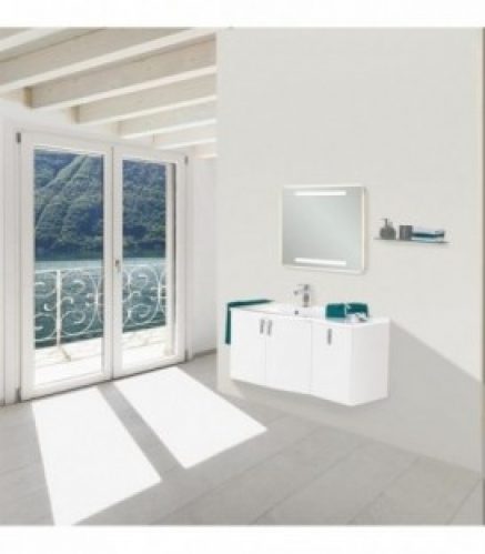 Kit meuble salle de bain EBAMO série MBG, blanc mat butee droite *BG*