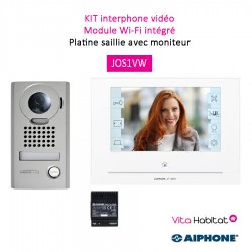 Kit portier Vidéo AIPHONE – Platine saillie  – module Wi-Fi intégré –  JOS1VW 130413