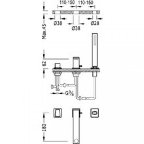 Kit pour baignoire CUB TRES SLIM 18cm