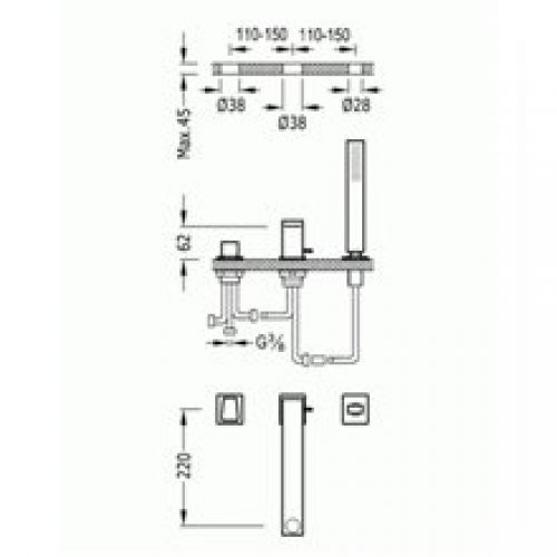 Kit pour baignoire CUB TRES SLIM 22cm