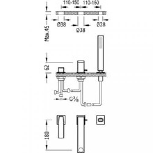 Kit pour baignoire TRES SLIM 18cm