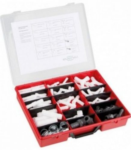 Kit raccord pour tuyau chauffage/sanitaire, 114 pieces dans malette plastique