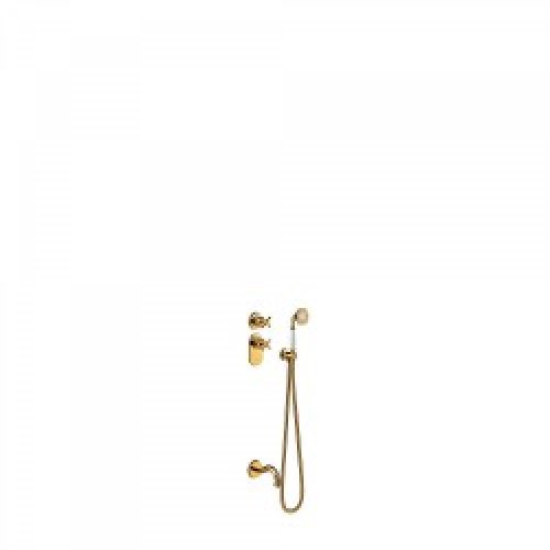 Kit thermostatique baignoire encastré avec fermeture et réglage du débit (2 voies) – TRES 24235201OR Or