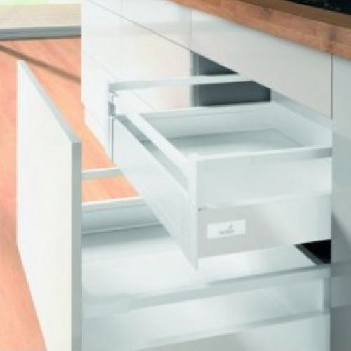 Kit tiroir à l&rsquo;anglaise avec tringles – hauteur 144 mm – blanc