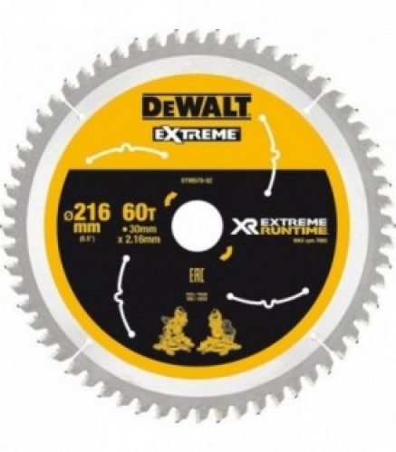Lame de scie circulaire DeWalt, DT99570 XR Extreme Runtime 60Z 216/30mm