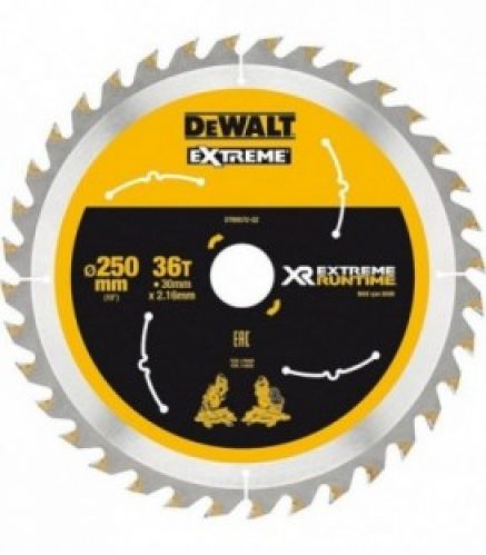 Lame de scie circulaire DeWalt, DT99572 XR Extreme Runtime 36Z 250/30 mm