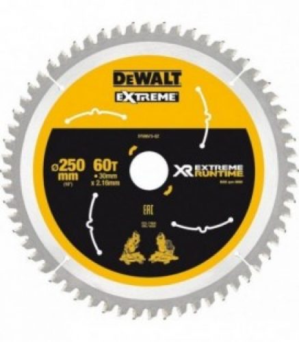 Lame de scie circulaire DeWalt, DT99573 XR Extreme Runtime 60Z 250/30 mm