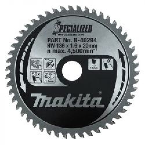 Lame De Scie Circulaire Specialized Makita B 40294 Aluminium O 136Mm