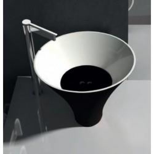 LAVABO A POSER DECO FLUTE WHITE BLACK MAT + DRAIN PLUG BLACK MAT – CRISTINA ONDYNA FL382313