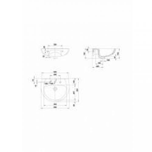 Lavabo avec demi-colonne Elia 55 x 45,5 cm