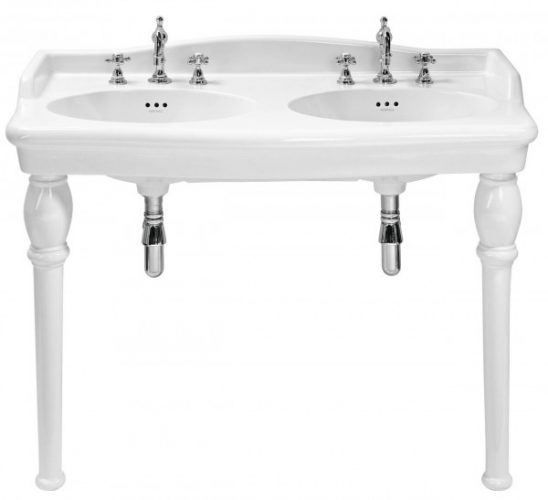 Lavabo Colonne Double Heritage Victoria avec 3 trous de robinetterie