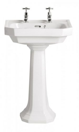 Lavabo Colonne Heritage Granley Deco avec 2 trous de robinetterie PGDW06