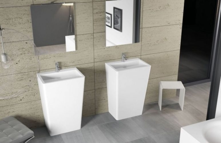 Lavabo Colonne Riho Dijon 440x900x600mm Blanc Satiné Mat