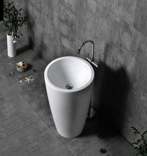 Lavabo colonne totem TWZ16 en pierre solide (Solid Stone) –  50x50x90cm