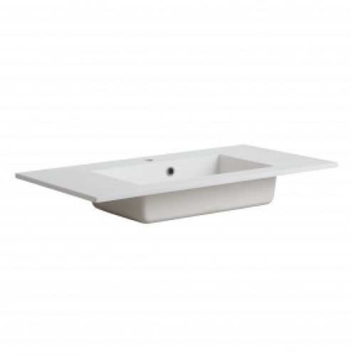 LAVABO DE ENCASTRÉ LATINA CM 90 VASQUE CENTRALE EN MARBRE RÉSINE BLANC MAT