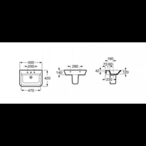 Lavabo demi-colonne The Gap 50 x 42 cm Roca