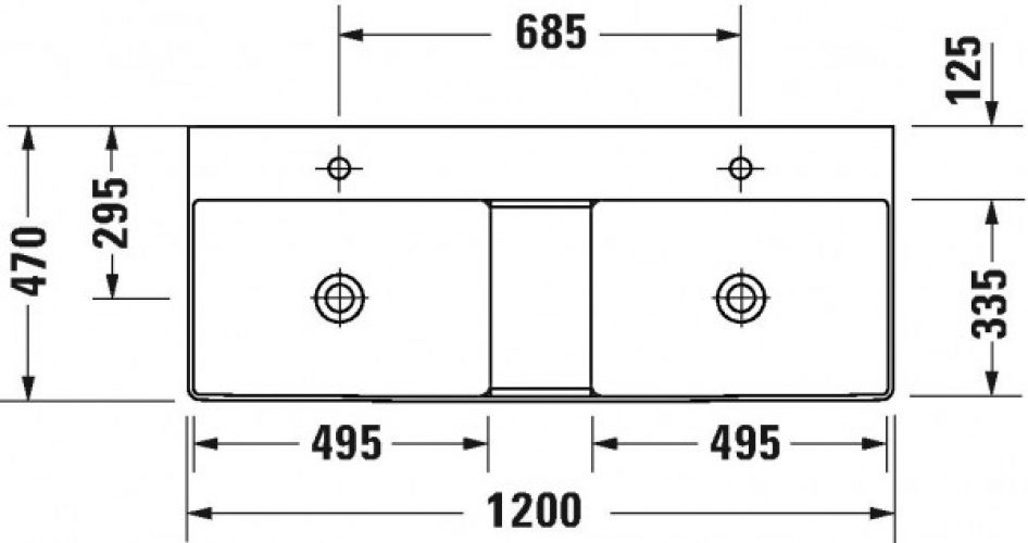 Lavabo Double Duravit DuraSquare 1200 mm Blanc